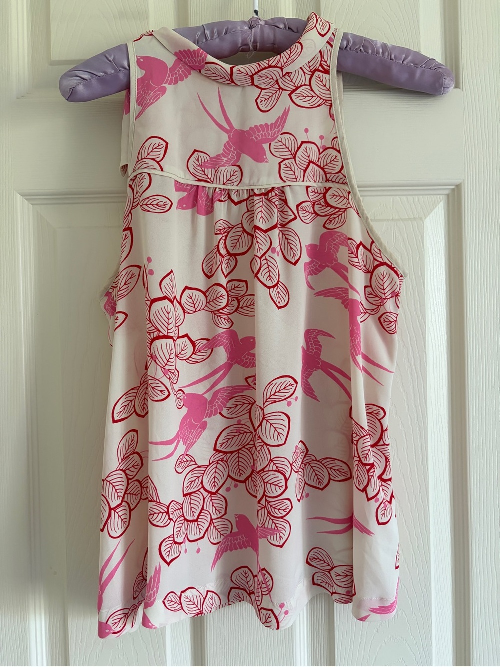 Maeve Pink Elata Bird & Floral Sleeveless Blouse Women Size 4
